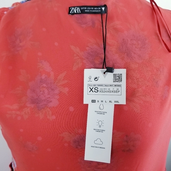 Zara Red Floral Wrap Dress NWT, size XS - Picture 13 of 15